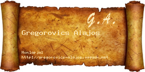 Gregorovics Alajos névjegykártya